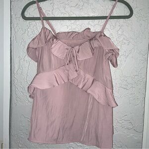 Universal Thread Blush Pink Top with Ruffles& a cinched Top